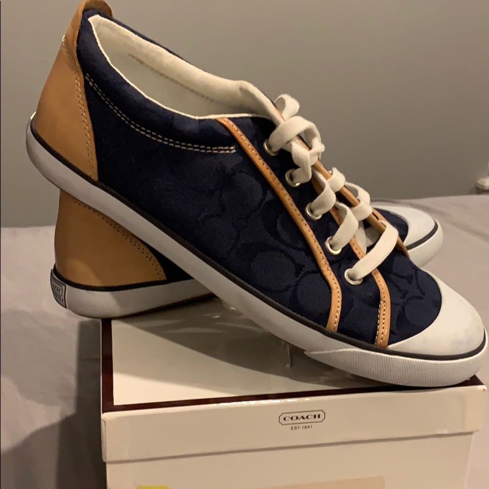 Coach Navy and Natural converse style shoes